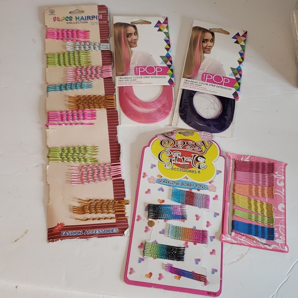 Hair Extensions & Colorful Bobby Pins